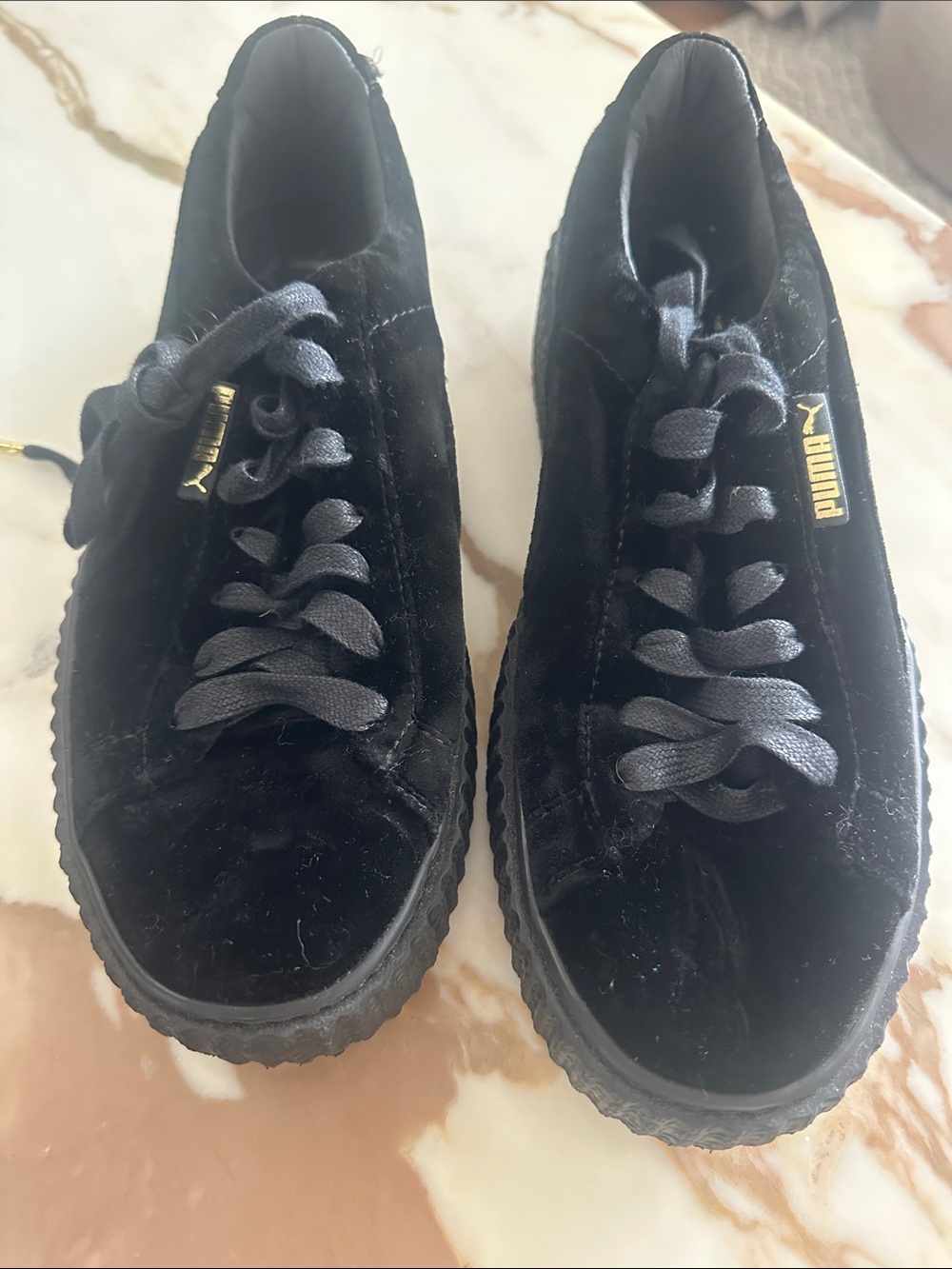 Puma Fenty by Rihanna Black Velvet platform Sneakers